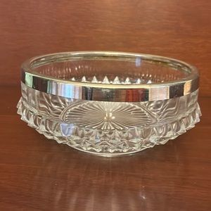 Vintage crystal bowl with silver trim